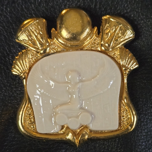 Cleopatra porcelain & gold vintage pendant - Picture 2 of 9